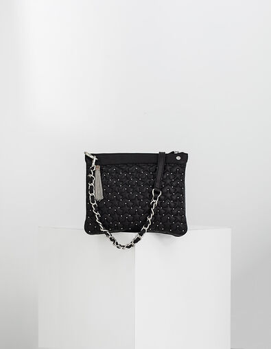 Women's black leather double clutch bag - IKKS