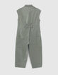 Girls' khaki jumpsuit with colour embroidery-3