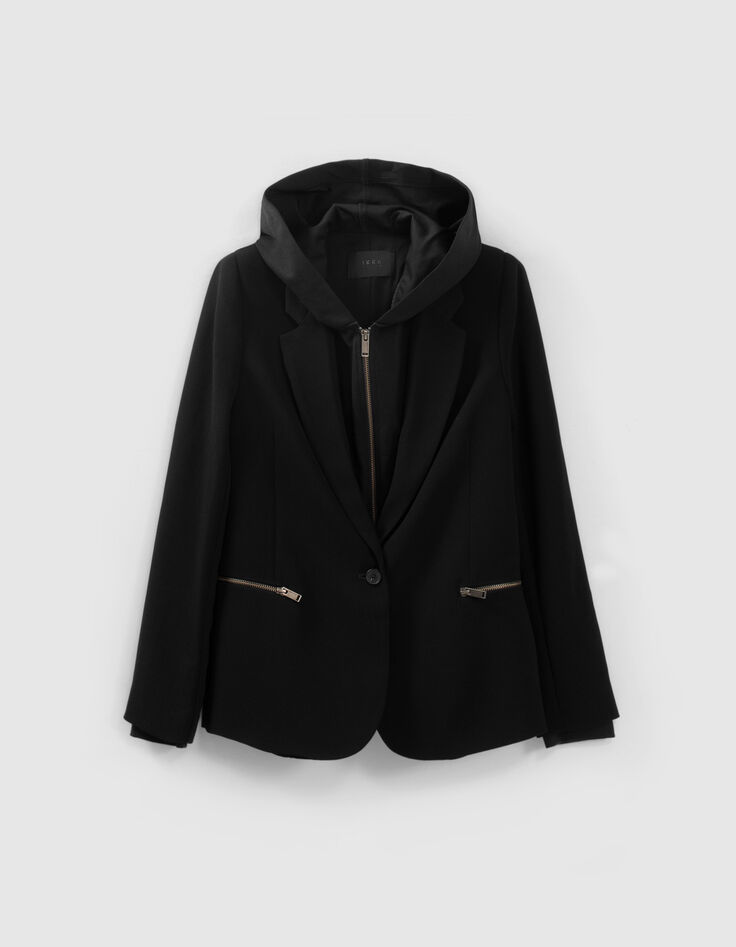 Americana negra pieza capucha milano gris mujer-4