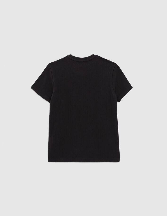 Camiseta negra org. volantes rayos bordados niña