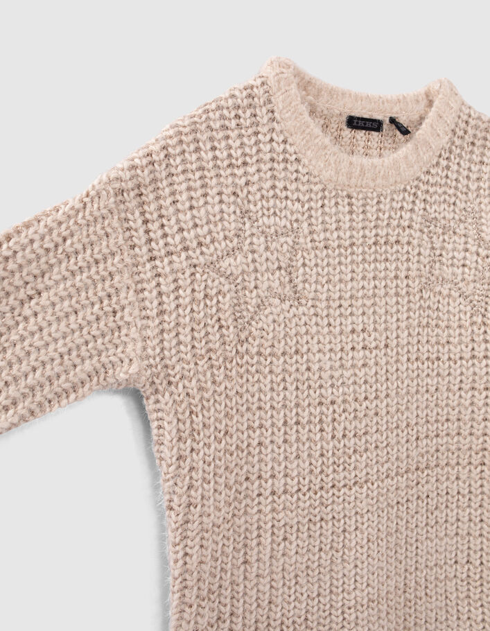 Girls’ ecru knit star embroidery sweater-dress - IKKS