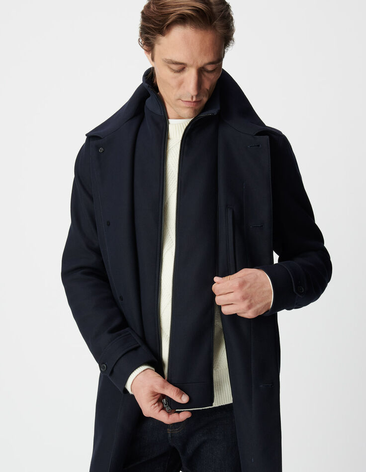 Men's blue trench coat with removable facing-4