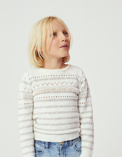 Jersey crudo tricot rayas y calado niña - IKKS