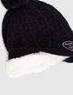 Bonnet noir tricot fantaisie fourré fille-4