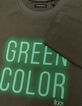 T-Shirt Jungen mit khakifarbener Botschaft-3