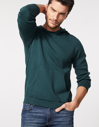 Men’s racing green knitted hooded sweater - IKKS