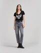 Zwart T-shirt opdruk gevleugelde tekst Dames-1