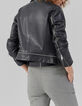 Veste en cuir noir esprit motard multi zips Femme-3