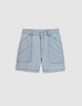 Short denim azul lavado con bolsillos maxi Mujer-1