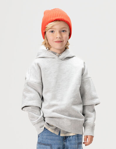 Boys’ grey hoodie with XL image on back - IKKS