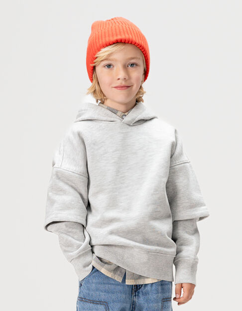 Boys’ grey hoodie with XL image on back - IKKS