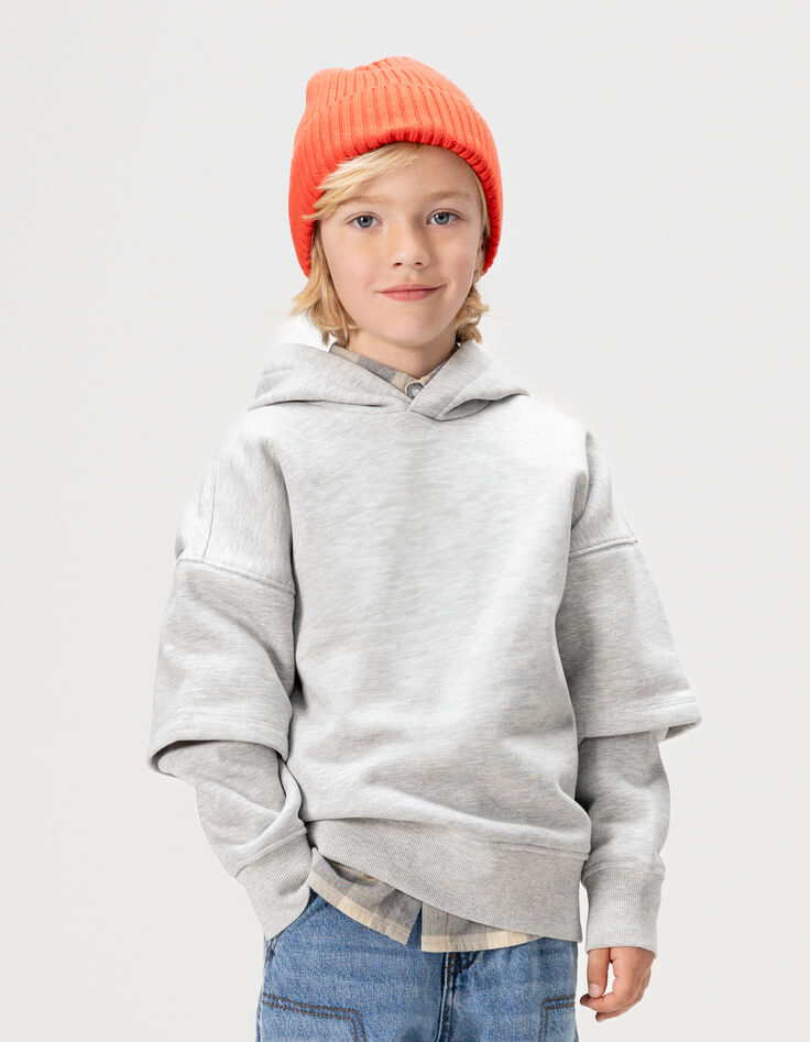 Boys’ grey hoodie with XL image on back-1