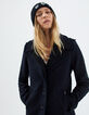 Manteau caban en drap de laine marine double col femme-6
