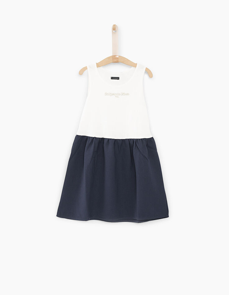 Vestido 2 en 1 bicolor con top encaje blanco niña-2