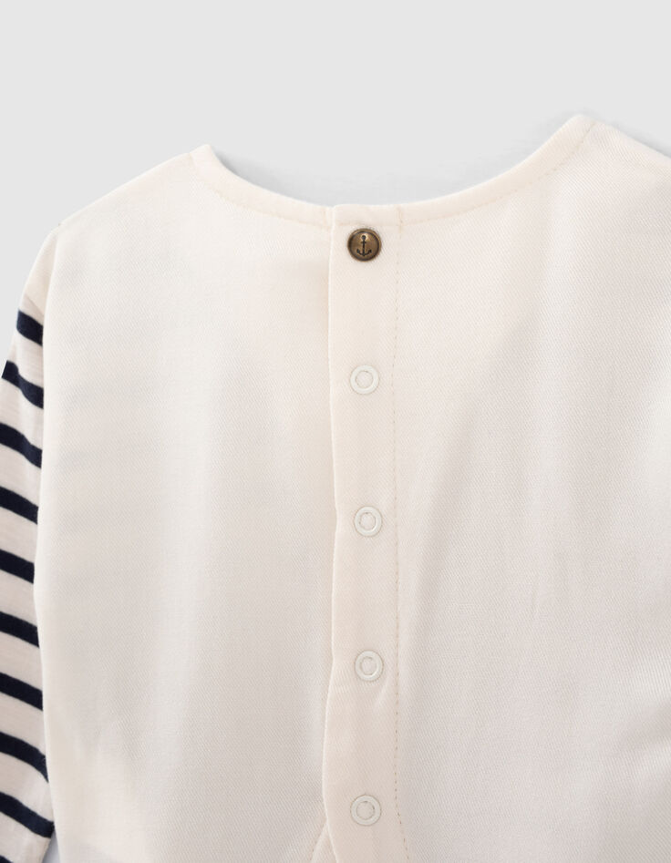 Camiseta marinera crudo bimaterial bordado bebé niña-6 Camiseta marinera crudo bimaterial bordado bebé niña-6