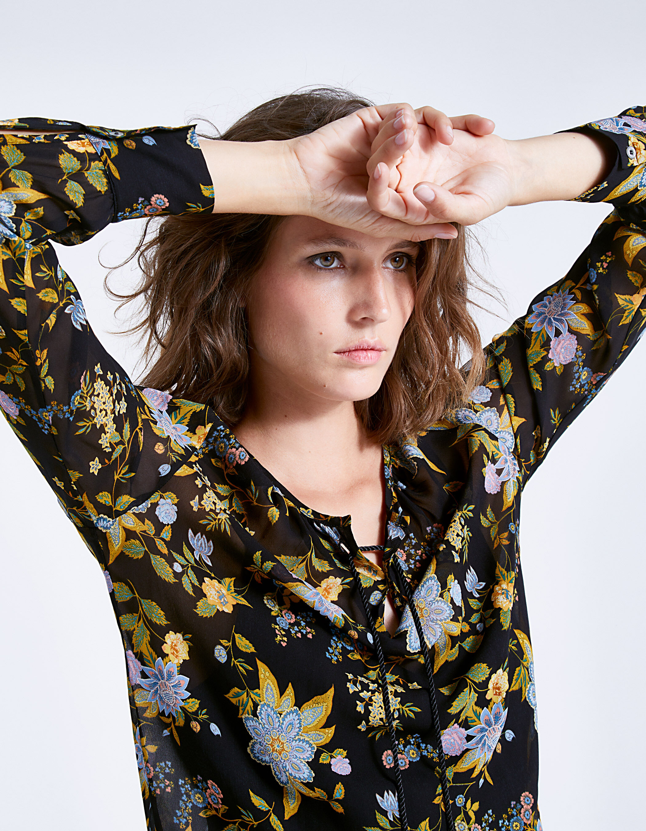 Voile floral print blouse