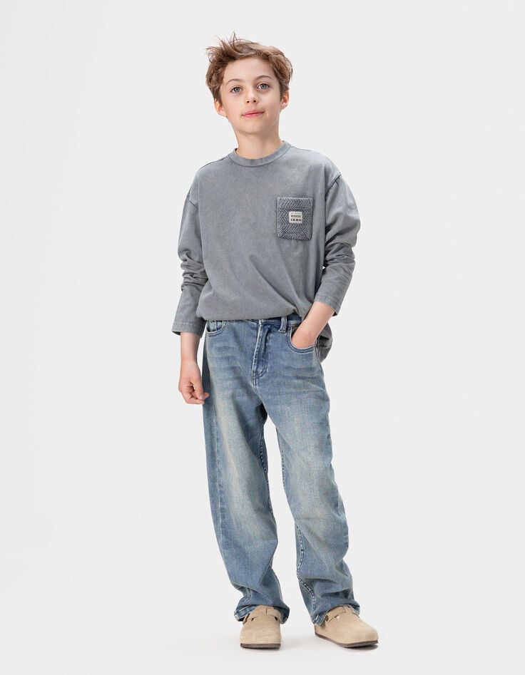 Baggy blauwe jeans dirty wash jongens-2 Baggy blauwe jeans dirty wash jongens-2