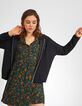 Zwart vest met rits, capuchon en geborduurde mouwen I.Code-3