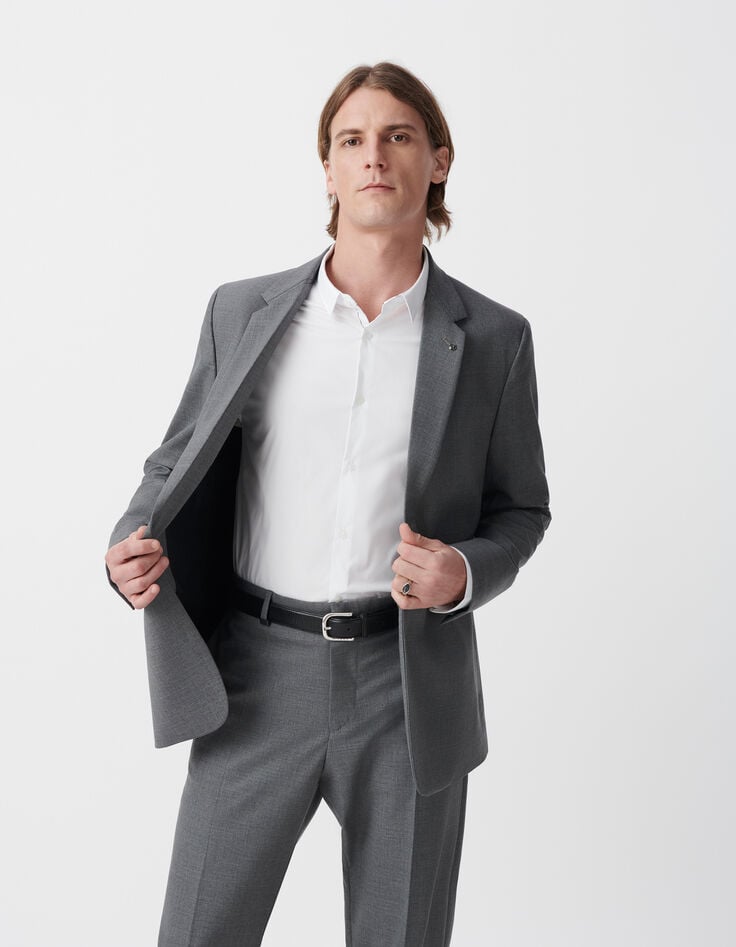 Grijze blazer gemengde wol Heren-5