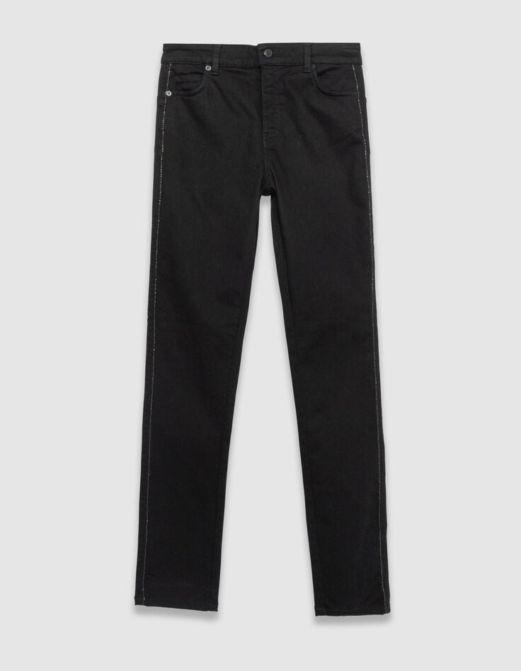 Zwarte slim jeans details vlechten opzij Dames-1 Zwarte slim jeans details vlechten opzij Dames-1