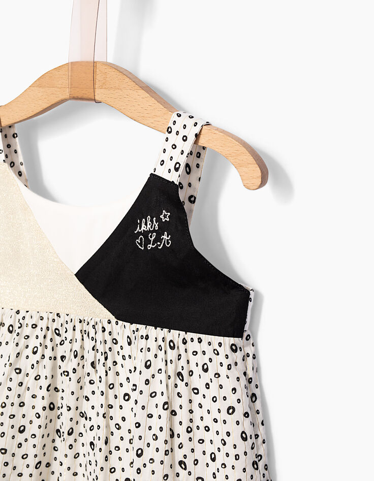 Robe blanc cassé à imprimé pois revisité fille-4