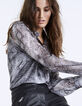 Chemise en voile imprimé python métallisé femme-1