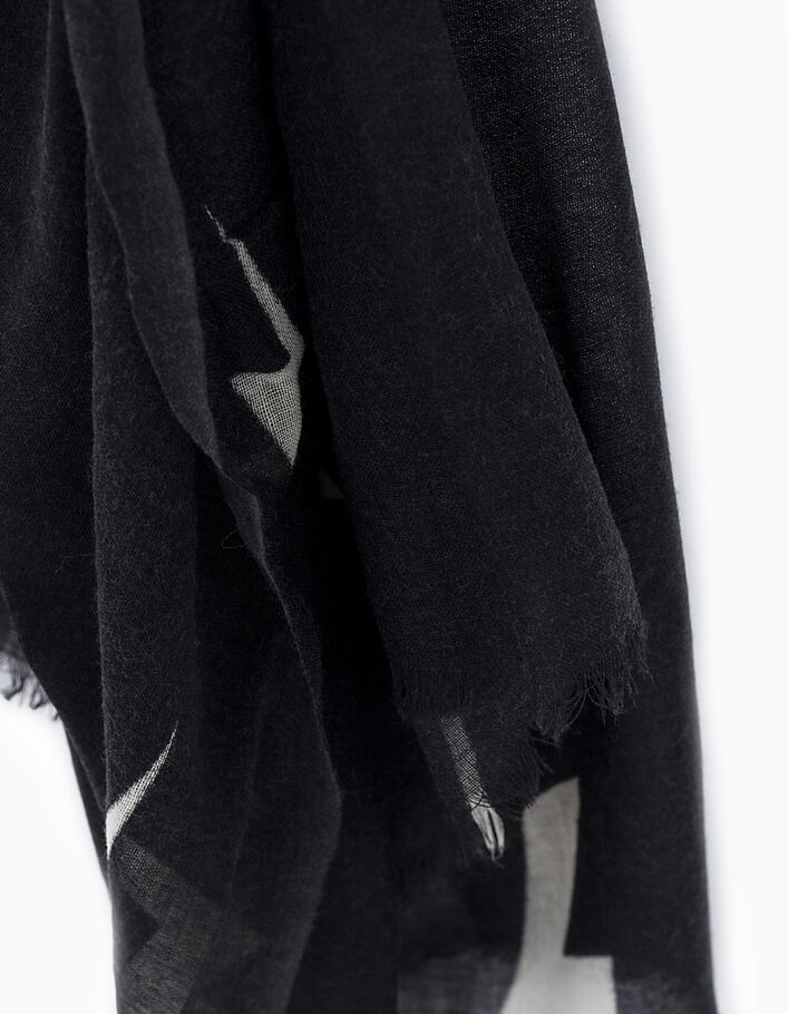 Women’s lightning print 100% wool fringed fine scarf - IKKS