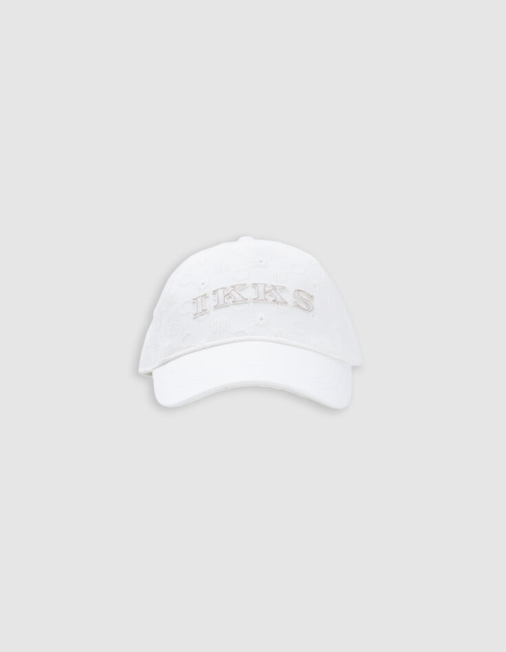 White cap with tone-on-tone embroidery for girl-6