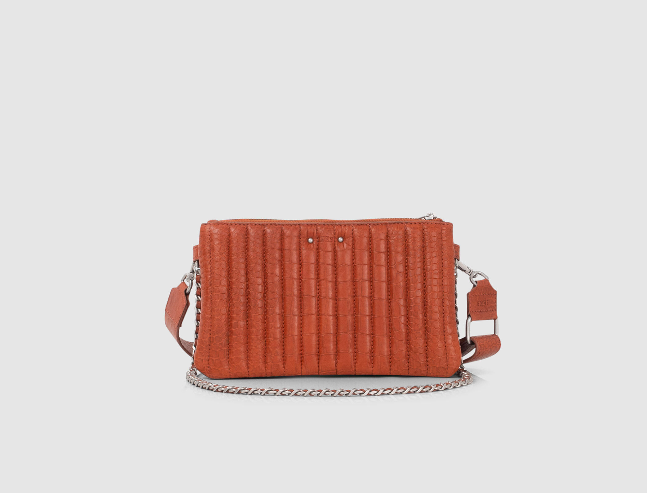 Women s orange croc embossed leather WEST VILLAGE 111 bag IKKS