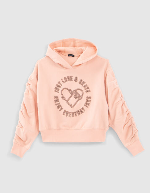 Sudadera caqui con capucha y mangas fruncidas niña - IKKS