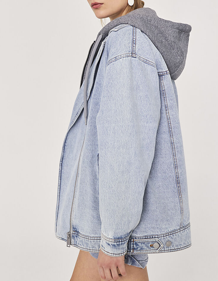 Cazadora denim acid wash capucha mujer-1