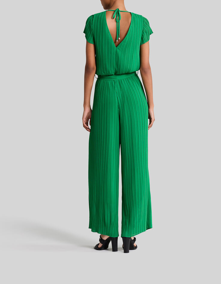 Muntgroene jumpsuit geplooid Dames-3