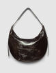 Women’s brown glazed leather Allane half-moon bag-3