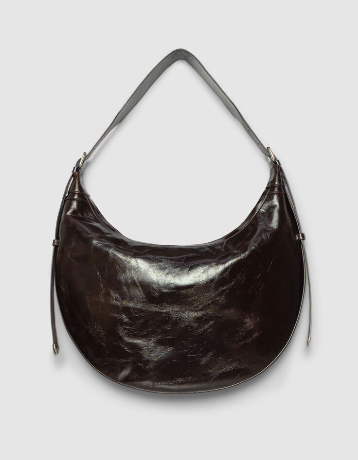 Women’s brown glazed leather Allane half-moon bag-3