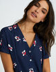 Top azul marino estampado flores I.Code-2