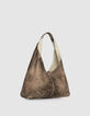 Women’s off-white shearling and leather mix Hobo bag-6