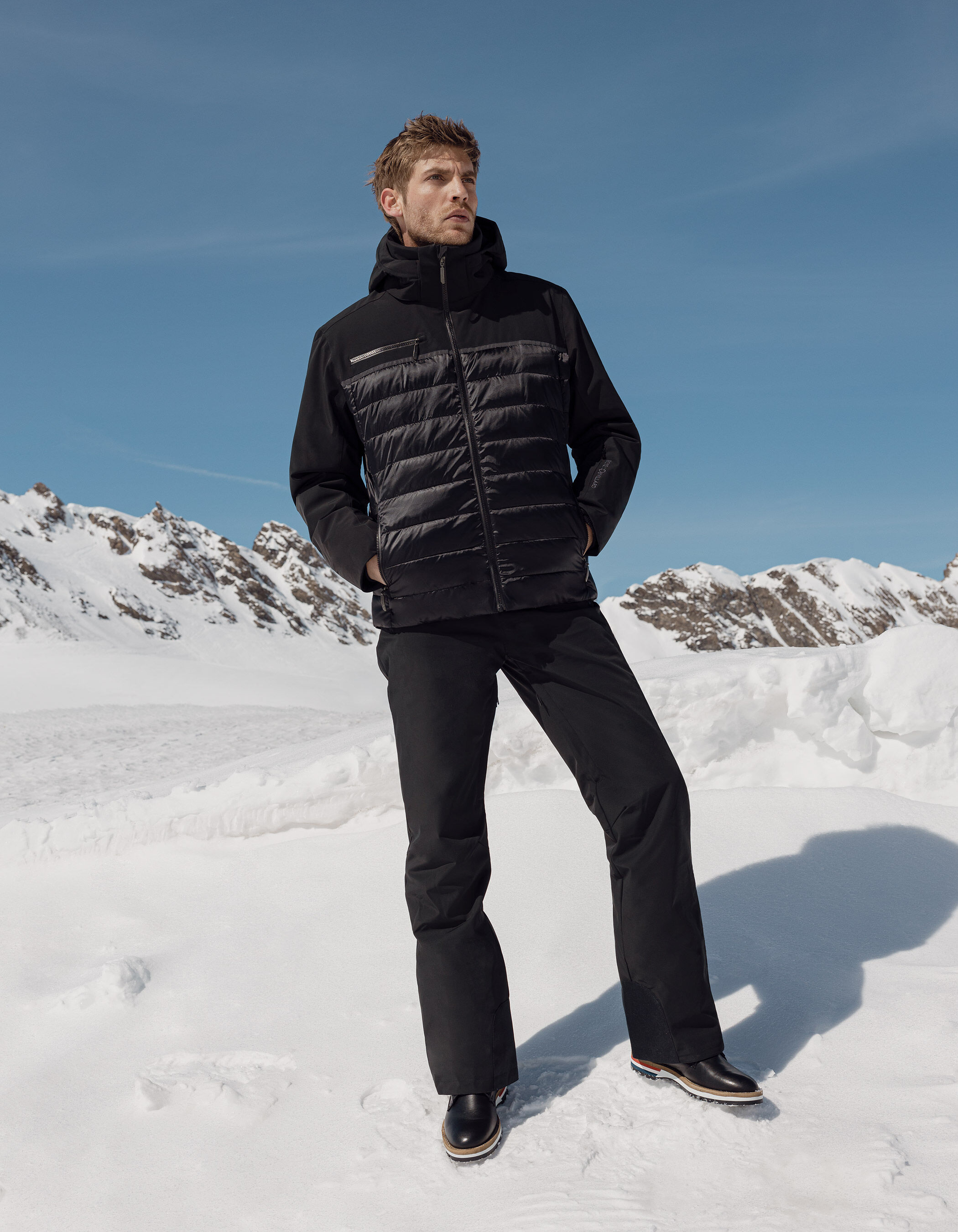 Men's black mixed-fabric IKKS x DUVILLARD padded jacket