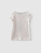 Tee-shirt &eacute;cru visuel sir&egrave;ne navy et or fille-3