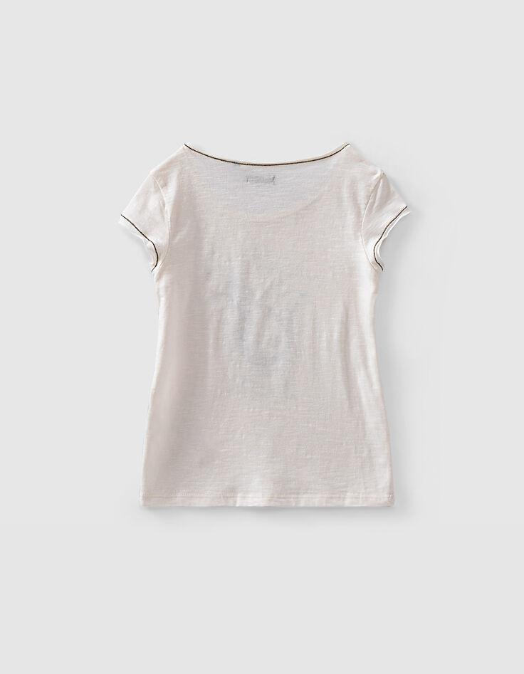 Tee-shirt &eacute;cru visuel sir&egrave;ne navy et or fille-3