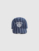 Boys’ navy cap with white stripes and embroidery-5