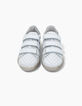 Girls’ off-white Velcro leather trainers with studs-6
