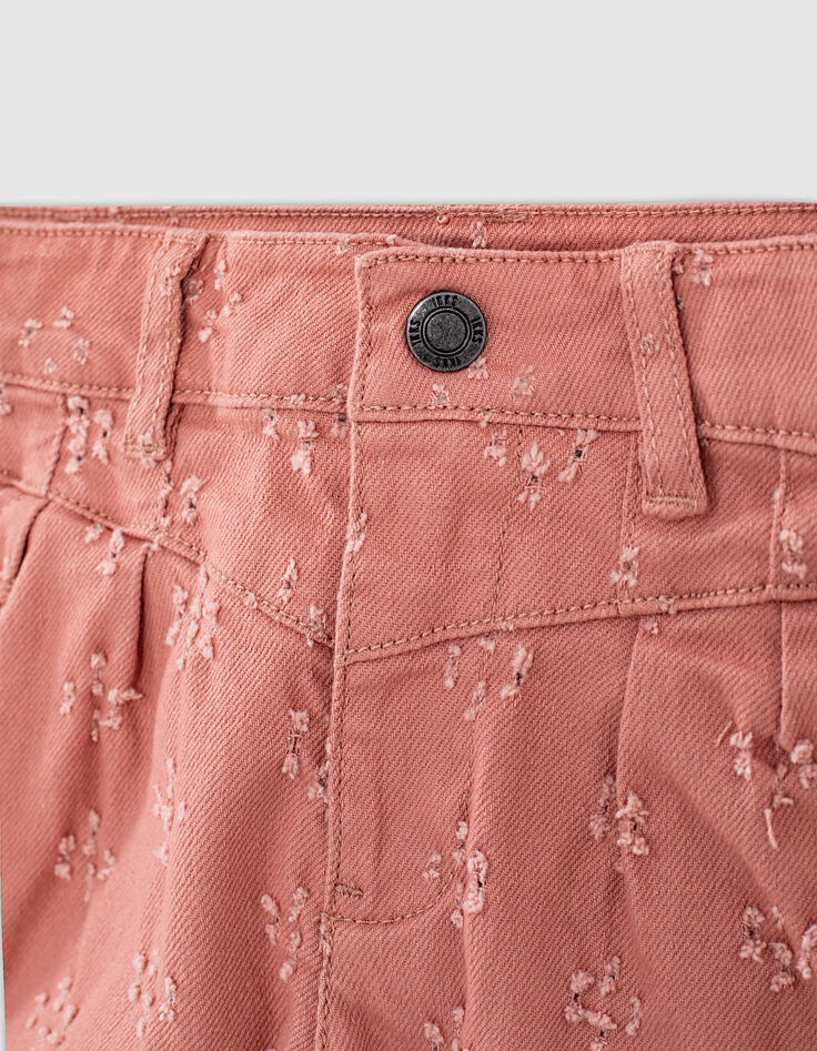 Shorts vaqueros rosa empolvado efecto used para ni&ntilde;a-2