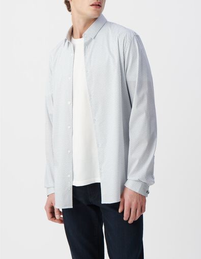 Men's white geometric print REGULAR shirt - IKKS