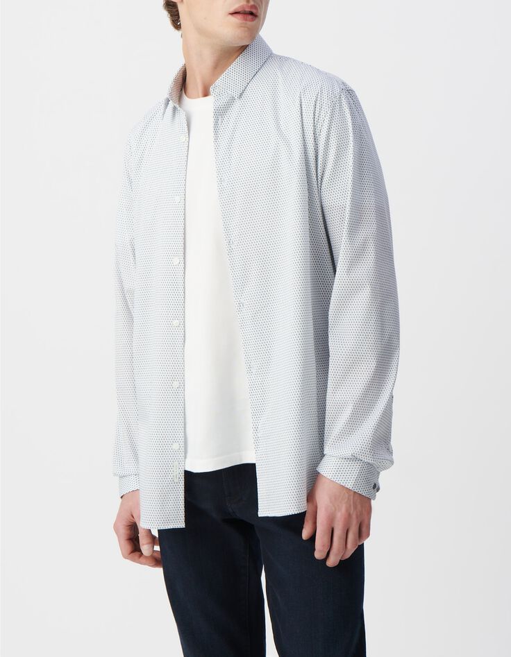 Men's white geometric print REGULAR shirt-1