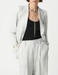 Veste de costume crois&eacute;e gris paillet&eacute; Femme-5