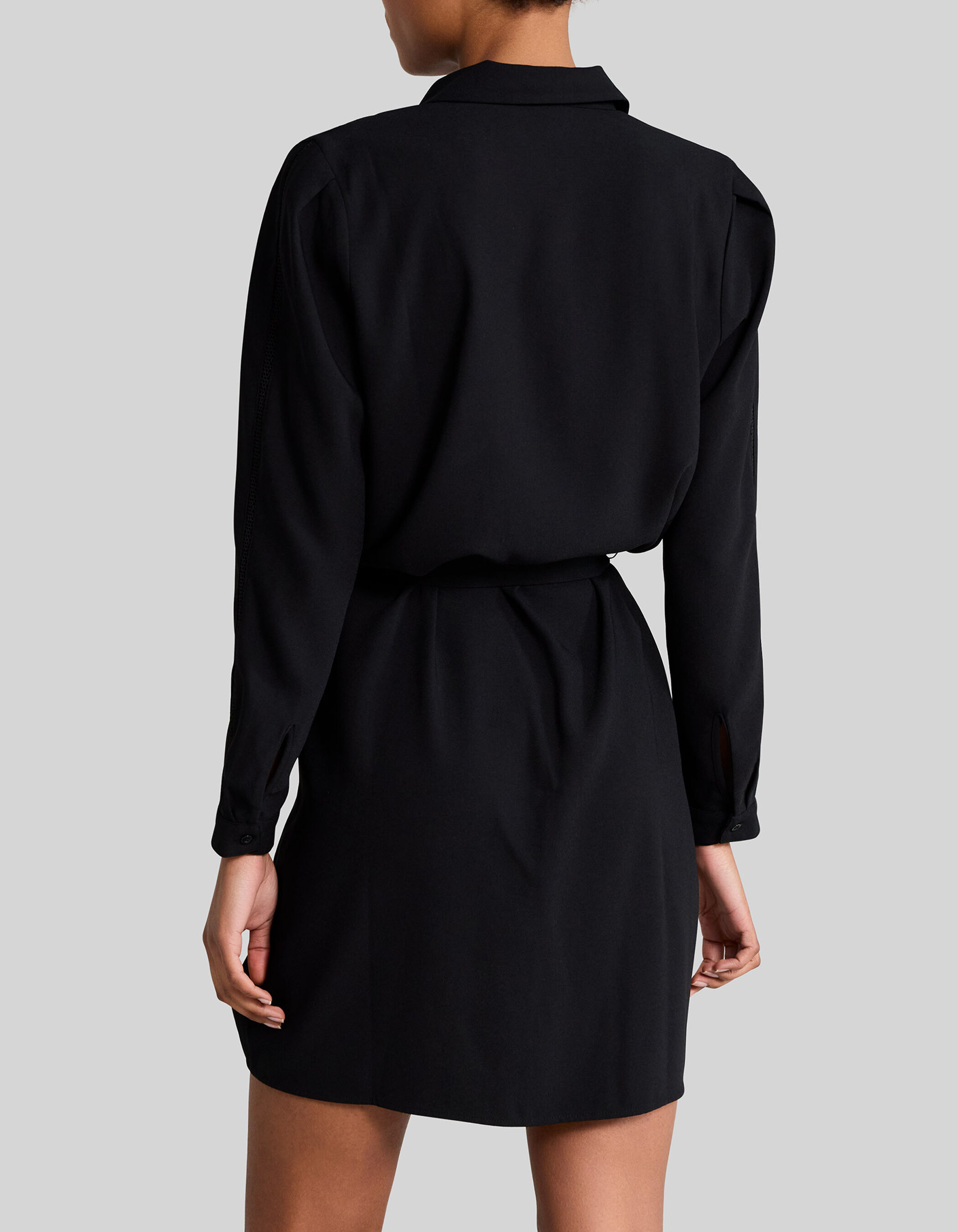 Robe chemise noire recyclee detail guipure Femme IKKS