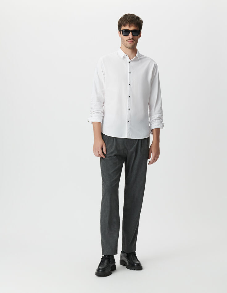 Camisa regular blanca punto Easy Care hombre-5