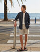 Men’s navy pure linen SLIM shirt-1