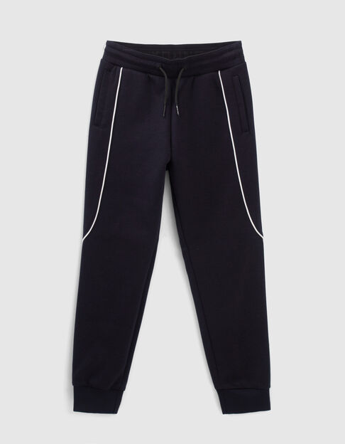 Boys’ navy joggers with white piping