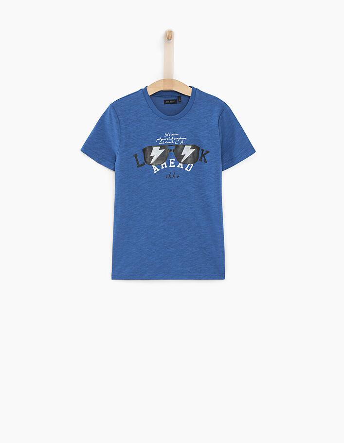 Blaues Jungen-T-Shirt mit linsenförmigem Brillenmotiv  - IKKS